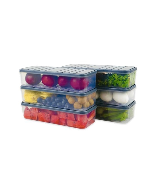 SATVIKAYA Air Tight Plastic Storage Containers Set for Kitchen | Pantry Organizers Kitchen Accessories Items,Fridge Storage Boxes | Leak-Proof, Durable, and Space-Saving (1200 ML, 6)