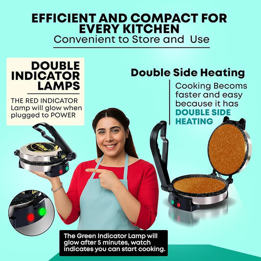 Libra Roti Maker Machine - Electric Roti Maker with Non-Stick 8.5inch Plates and Durable Handle, Auto Temperature Control Chapati Maker Machine with Indicator Lights
